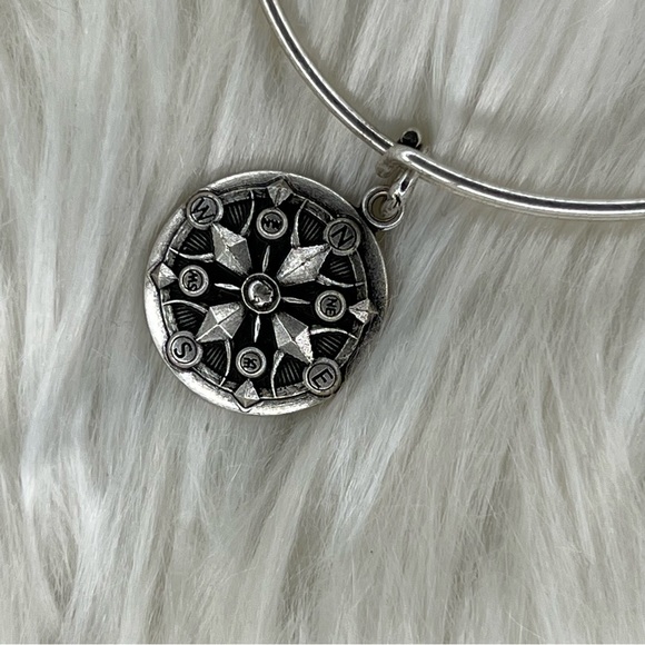 Alex and Ani Rafaelian Silver Compass Charm Bangle - Picture 2 of 3